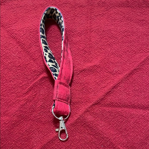 Red Mottled Wristlet Keychain Leopard Interior - Picture 3 of 3
